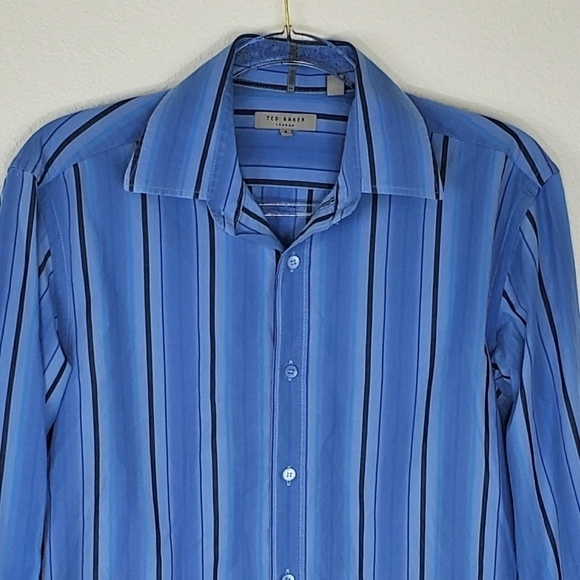 TED BAKER LONDON Blue Striped Button-Up Shirt, 3 - Picture 2 of 4